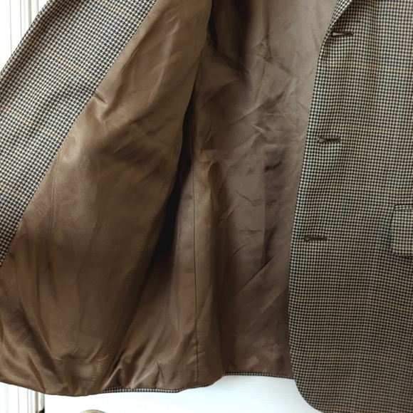 Brooks Brothers Preppy Classic Fit Houndstooth Worsted Wool Blazer Jacket Tan 40 - Picture 8 of 16